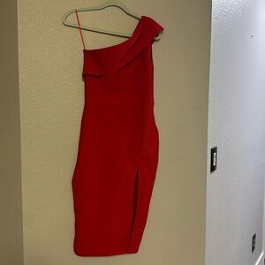 Red one shoulder fancy dress